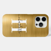 Coques Case-Mate iPhone Signature Moderne Monogramme Feuille d'Or (Verso (horizontal))