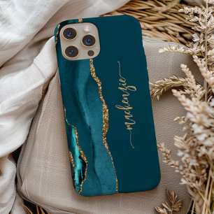 Case-Mate iPhone Case Signature personnalisée Turquoise Blue Gold Agate
