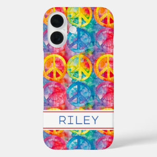 Coques iPhone 16 Signe de Paix Hippie Rétro Groovy Personnalisé