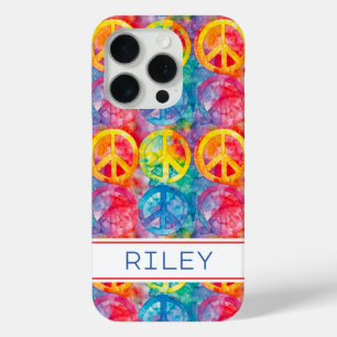 Coque iPhone 15 Pro Signe de paix hippie rétro personnalisé Groovy