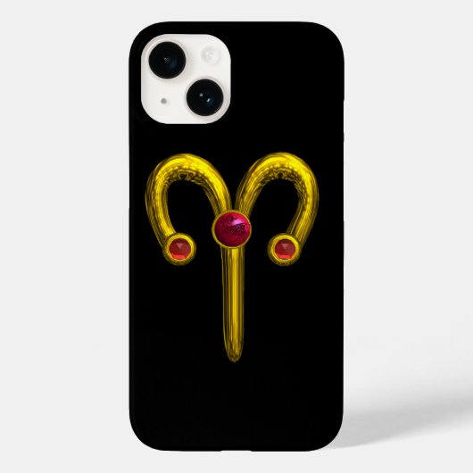 Coques Case-Mate iPhone SIGNE D'OR ZODIAC ARIES, Rouge Ruby Noir (Verso)