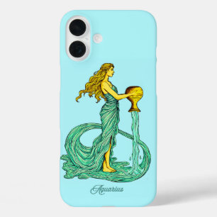 Coques iPhone 16 Plus Signe du zodiaque Verseau, Femme avec de l'eau cou