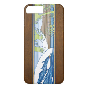 Coques Pour iPhone Signe en bois de surf de Koa de Faux hawaïen de