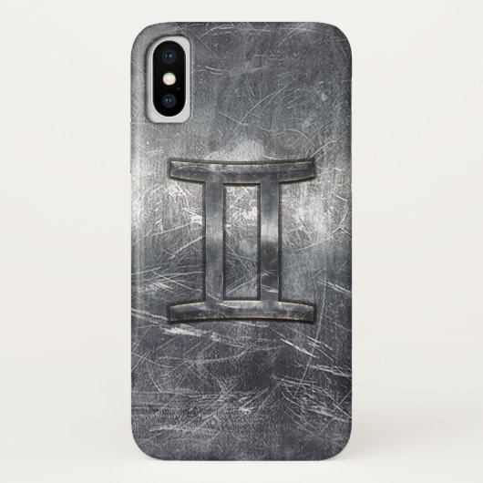 Coques Case-Mate iPhone SIGNE Zodiaque Gemini Grunge Argent Distressé (Dos)
