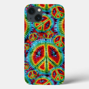 Etui iPhone 13 Signes de paix de colorant de cravate