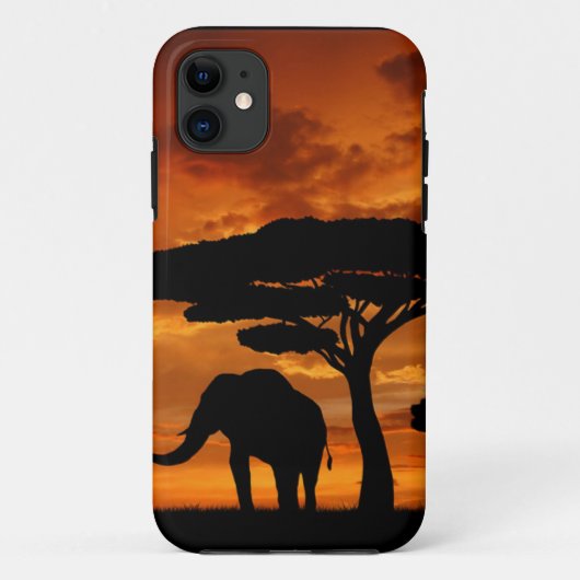 Coques Case-Mate iPhone Silhouette africaine d'éléphant d'arbre de baobab (Dos)