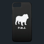 Case-Mate iPhone Case Silhouette anglaise de bouledogue avec le texte<br><div class="desc">Font des emplettes la sélection entière des conceptions d'amoureux des chiens à Jenn&#39 ; monde de griffonnage de s.</div>