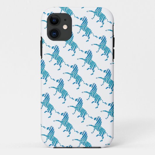 Coques Case-Mate iPhone Silhouette bleue et blanche Zebra (Dos)