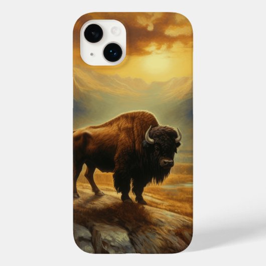 Coques Case-Mate iPhone Silhouette de Bison de Buffalo au Coucher du Solei (Verso)