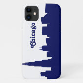 Coques Case-Mate iPhone Silhouette de Chicago bleu (Dos)