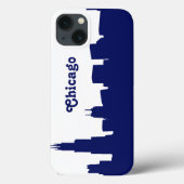Coques Case-Mate iPhone Silhouette de Chicago bleu (Verso)