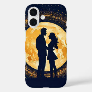 Coques iPhone 16 Silhouette de couple romantique nuit au clair de l