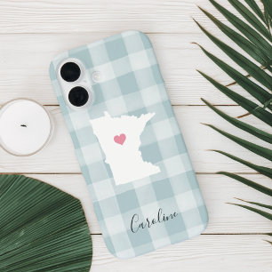 Coques iPhone 16 Silhouette de l'État du Minnesota Monnaie Rustique