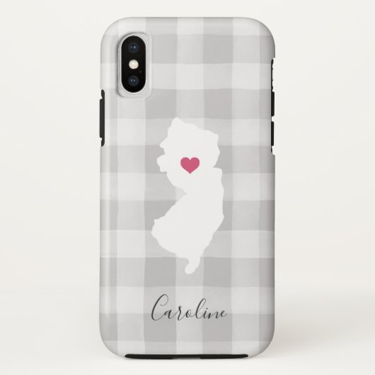 Coques Case-Mate iPhone Silhouette de l'État du New Jersey Rustique Gris P (Dos)