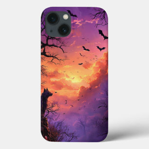 Case-Mate iPhone Case Silhouette de manoir hanté avec chauves-souris