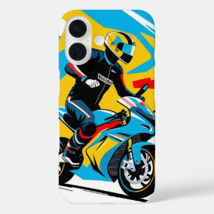 Coques iPhone 16 Silhouette de motard rebelle sous une lumière radi