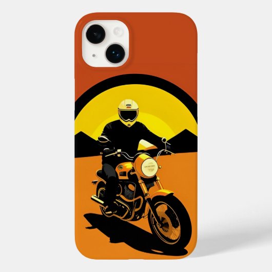 Coques Case-Mate iPhone Silhouette de motard sur moto rétro (Verso)