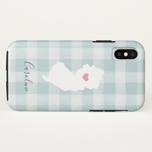 Coques Case-Mate iPhone Silhouette de New Jersey State Rustic Mint Plaid (Dos (Horizontal))