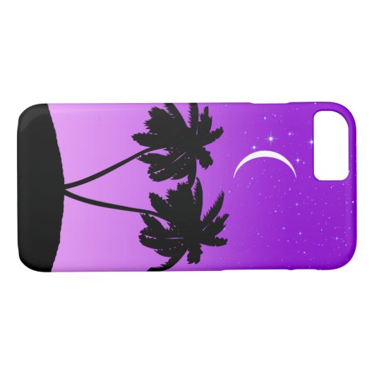 Coques Case-Mate iPhone Silhouette de palmier sur Twilight violet (Dos (Horizontal))