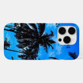 Coques Case-Mate iPhone Silhouette de palmier tropical Été bleu (Verso (horizontal))