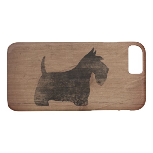 Coques Case-Mate iPhone Silhouette de Terrier d'écossais rustique (Dos (Horizontal))