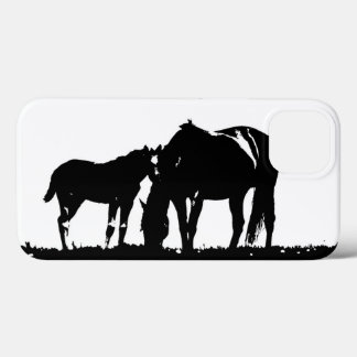 Coques Pour iPhone Silhouette des Chevaux blancs noirs