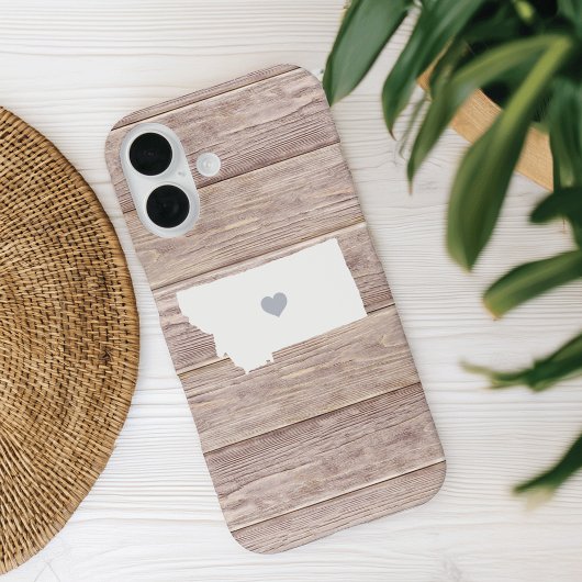 Coques Case-Mate iPhone Silhouette d'état du Montana Aspect en bois rustiq