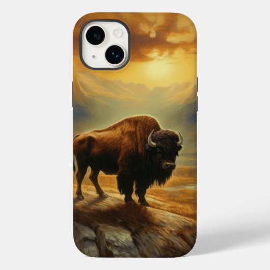 Coques Case-Mate iPhone Silhouette du coucher de soleil de bison de buffle (Verso)