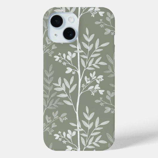 Coques Case-Mate iPhone Silhouette Florale Olive Élégante (Verso)