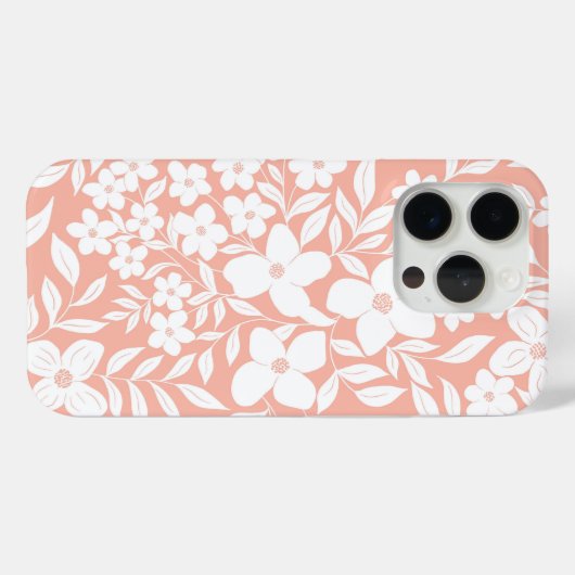 Coques Case-Mate iPhone Silhouette florale sur rose (Verso (horizontal))