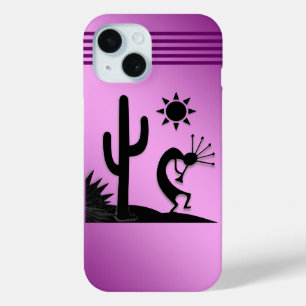 Coque Pour iPhone 15 Silhouette Kokopelli sur Purple