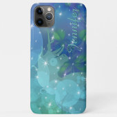 Coques Case-Mate iPhone Silhouette Unicorne (bleu/vert avec étoiles) (Dos)