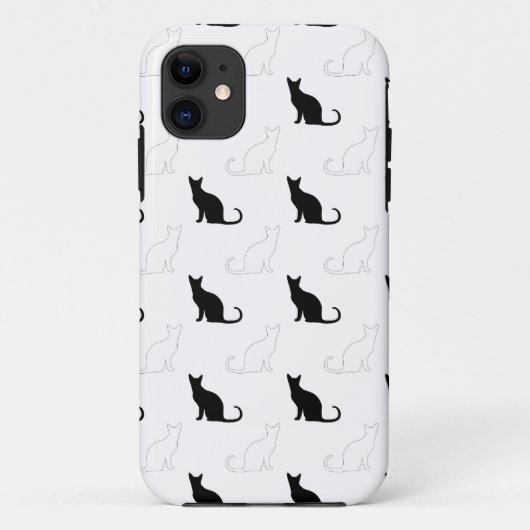 Coques Case-Mate iPhone Silhouettes de chats noirs et blancs (Dos)