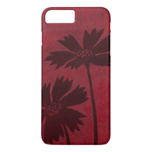 Coque iPhone 7 Plus Silhouettes de Flowerhead sur l'arrière - plan
