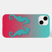 Coques Case-Mate iPhone Silhouettes de hippocampe turquoise Simple Naissan (Verso (horizontal))