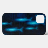 Coques Case-Mate iPhone Silhouettes de poisson bleu translucide (Verso (horizontal))