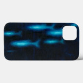 Coques Case-Mate iPhone Silhouettes de poisson bleu translucide (Verso (horizontal))