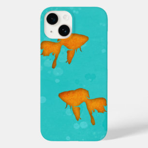 Coque Pour iPhone 14 Silhouettes orange de poisson rouge dans une eau t