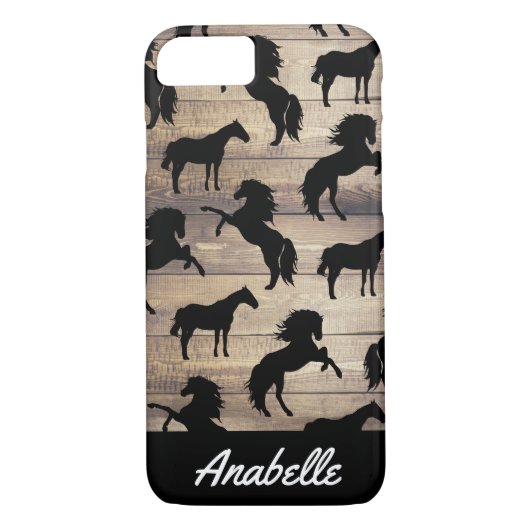 Coques Case-Mate iPhone Silhouettes rustiques de Cheval Noir | Personnalis (Dos)