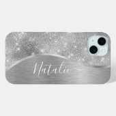 Coques Case-Mate iPhone Silver Glitter Glam Bling Personalized (Verso (horizontal))