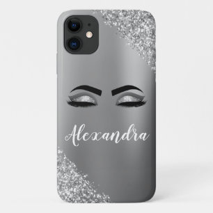 Case-Mate iPhone Case Silver Glitter Sparkle Eyelashes Monogram