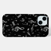 Coques Case-Mate iPhone Silver Grey Notes musicales sur Black (Verso (horizontal))