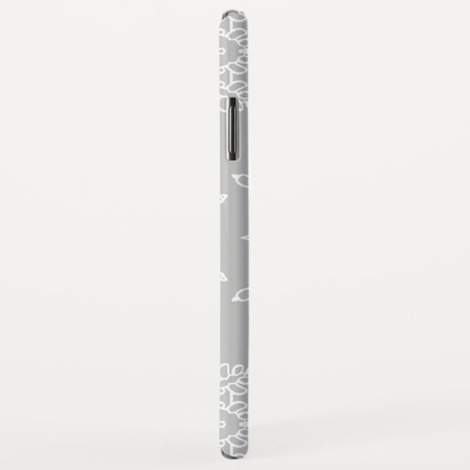 Coques Case-Mate iPhone Silver Grey Snowflakes Noël de vacances Monogramme (Dos/Droite)