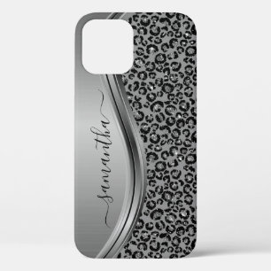 Case-Mate iPhone Case Silver Leopard Nom manuscrit Métal