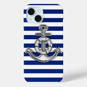 Coque Pour iPhone 15 Silver Lifesaver sur les bandes Nautiques
