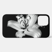 Coques Case-Mate iPhone Silver Lily : Élégance Florale Monochrome. (Verso (horizontal))