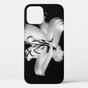 Case-Mate iPhone Case Silver Lily : Élégance Florale Monochrome.