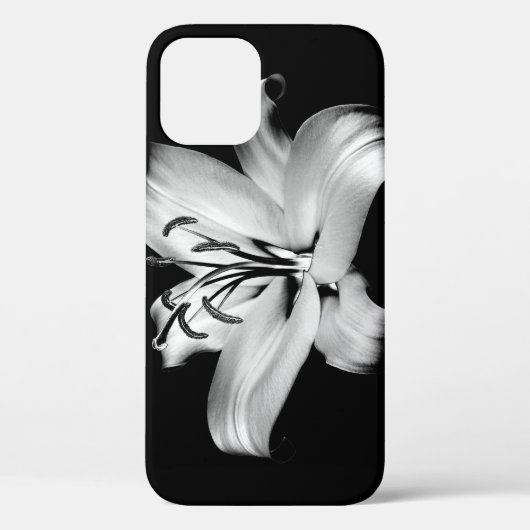 Coques Case-Mate iPhone Silver Lily : Élégance Florale Monochrome. (Verso)