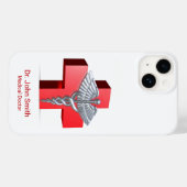 Coques Case-Mate iPhone Silver Médicale 3D Caduceus Croix Rouge (Verso (horizontal))