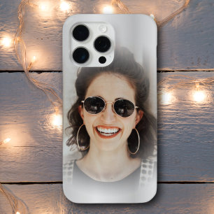 Coque iPhone 15 Pro Max Silver moderne en métal une photo